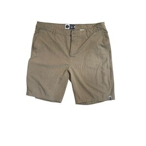 Salty Crew Hybrid Performance Shorts Size 38 Khaki Stretch Flat Front Surf